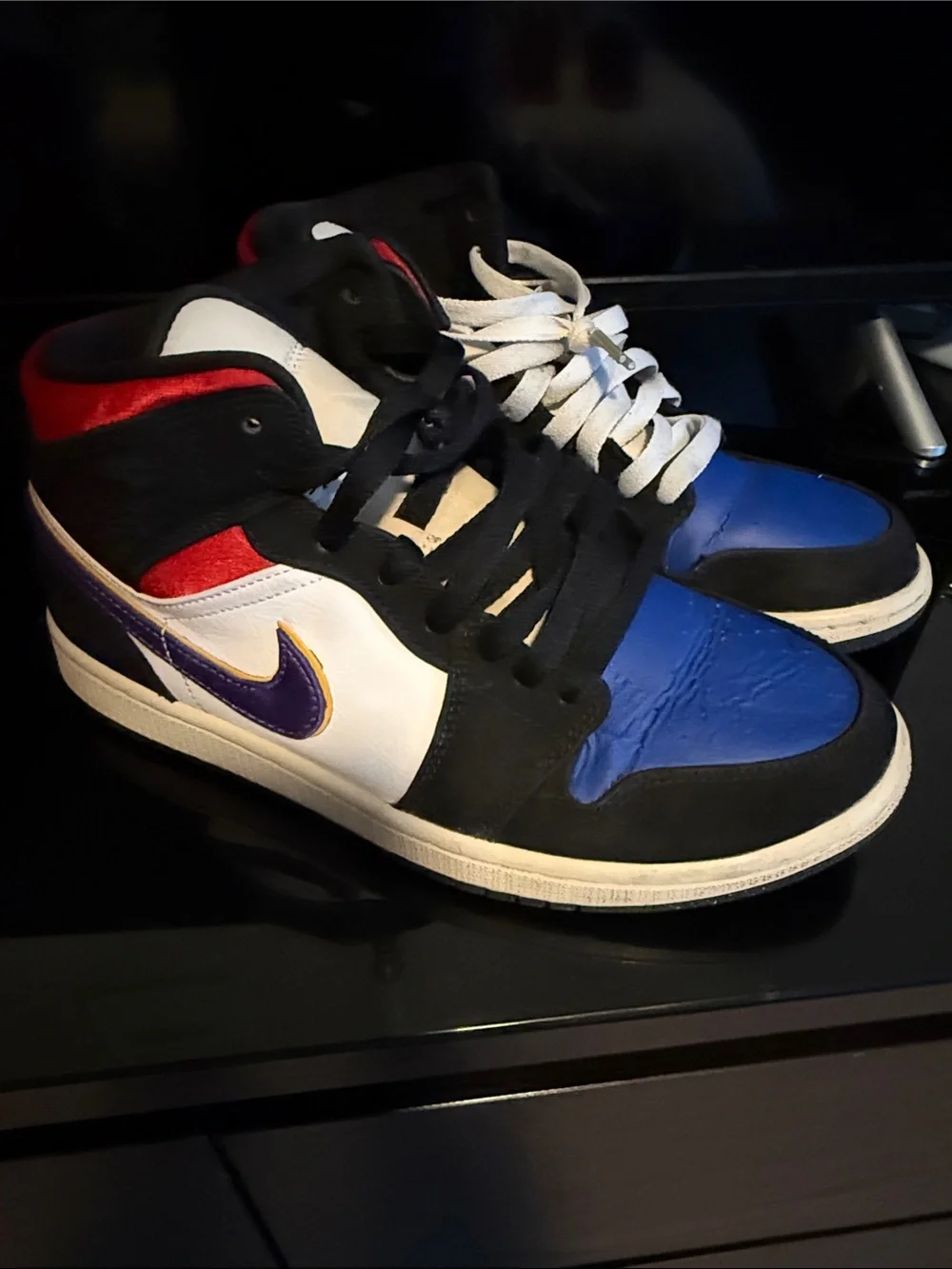 Jordan Kids High-Top Sneakers in Blue, Black and White